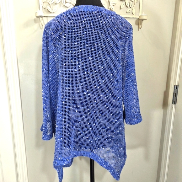 ⭐️Lulu-B Blue Knit Open Cardigan With Coconut Buttobs Size L - Picture 2 of 5